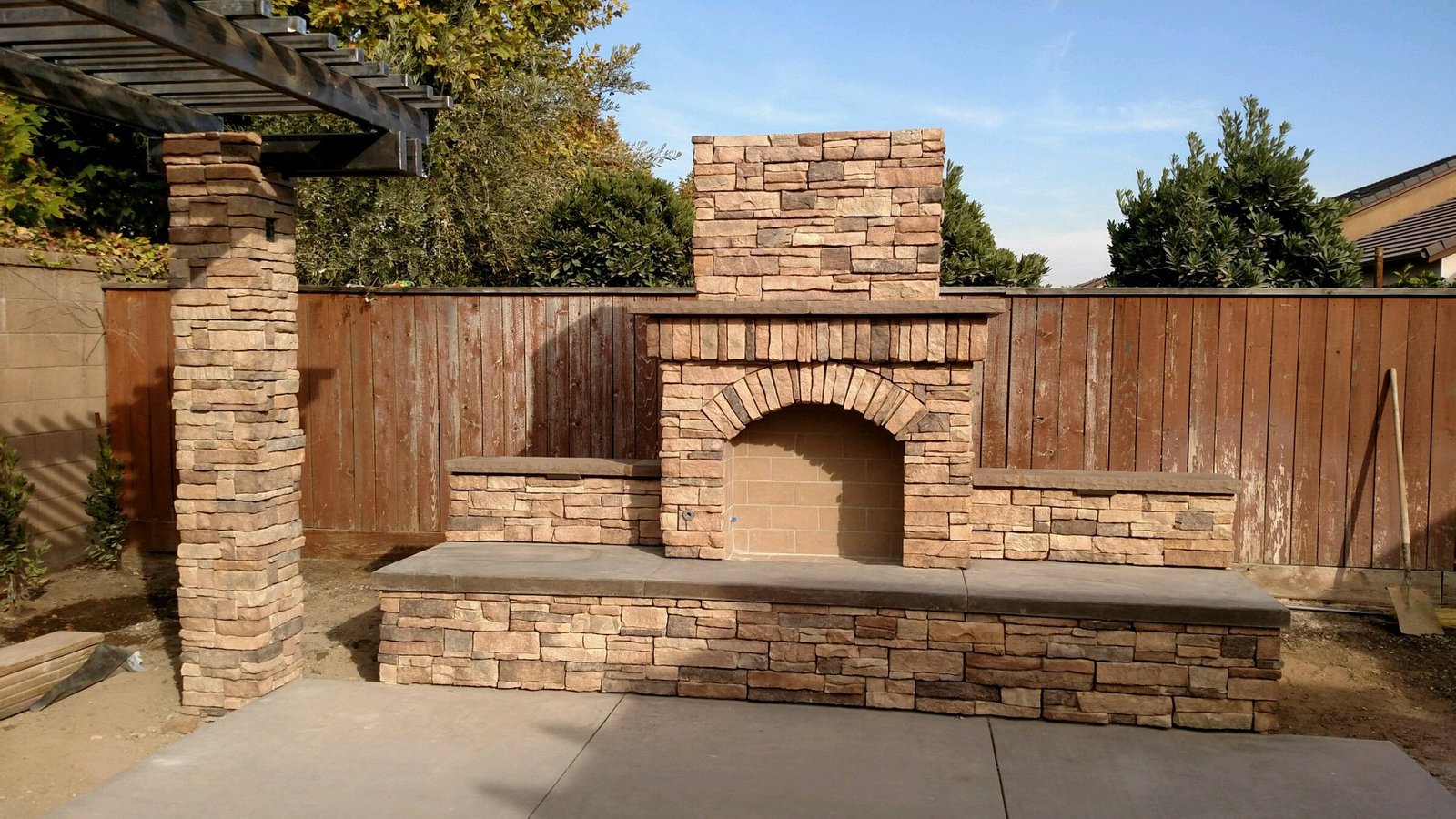 Residential exterior fireplace